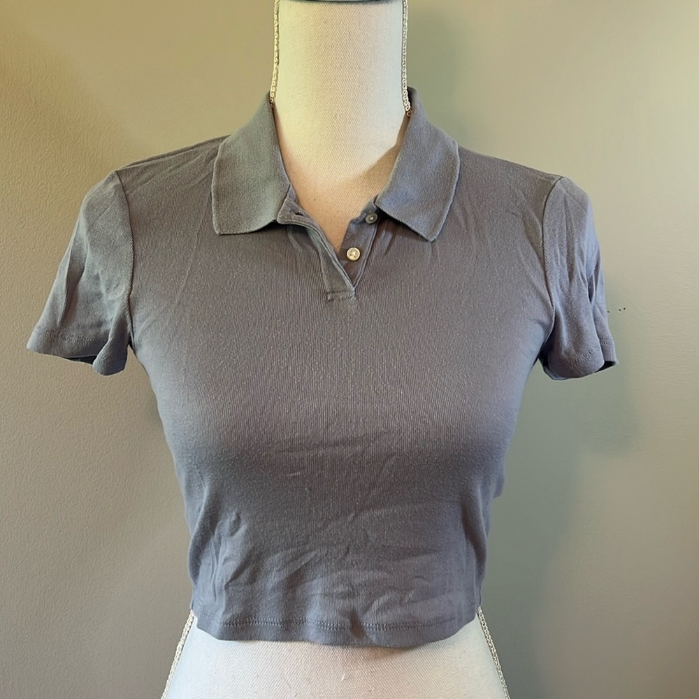 AE light blue crop polo, size XS